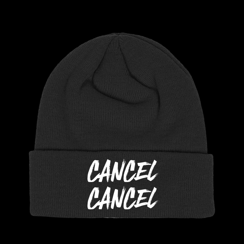 PokeBhav "Cancel Cancel" Black Beanie Hat