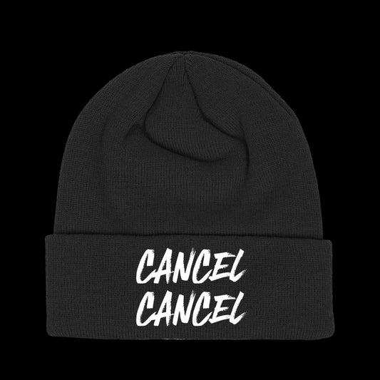 PokeBhav "Cancel Cancel" Black Beanie Hat